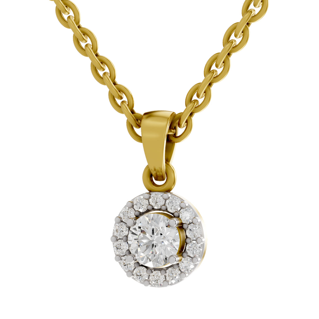 0.36 Ct Halo Diamond Pendant in 14K