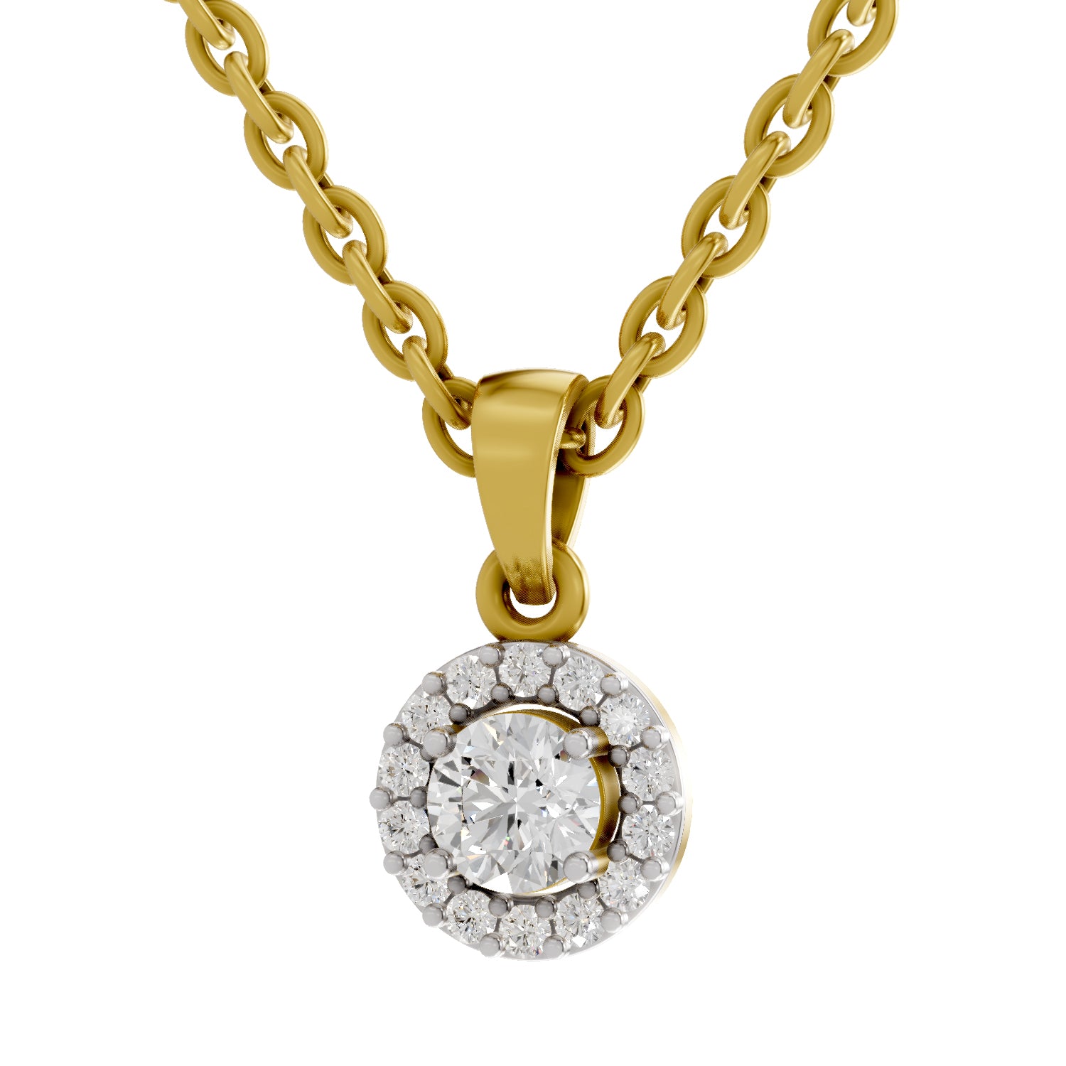 0.36 Ct Halo Diamond Pendant in 14K