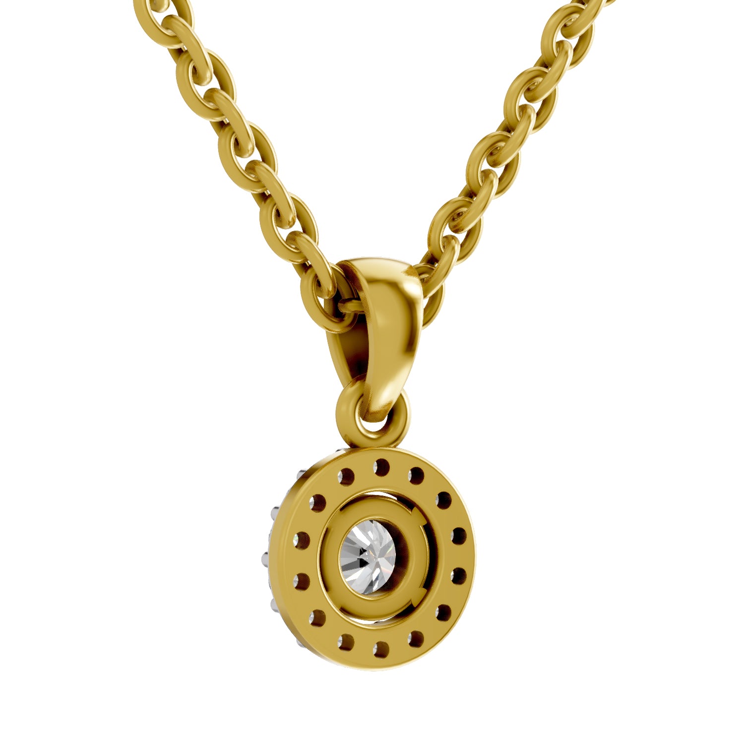 0.36 Ct Halo Diamond Pendant in 14K