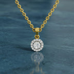 0.36 Ct Halo Diamond Pendant in 14K