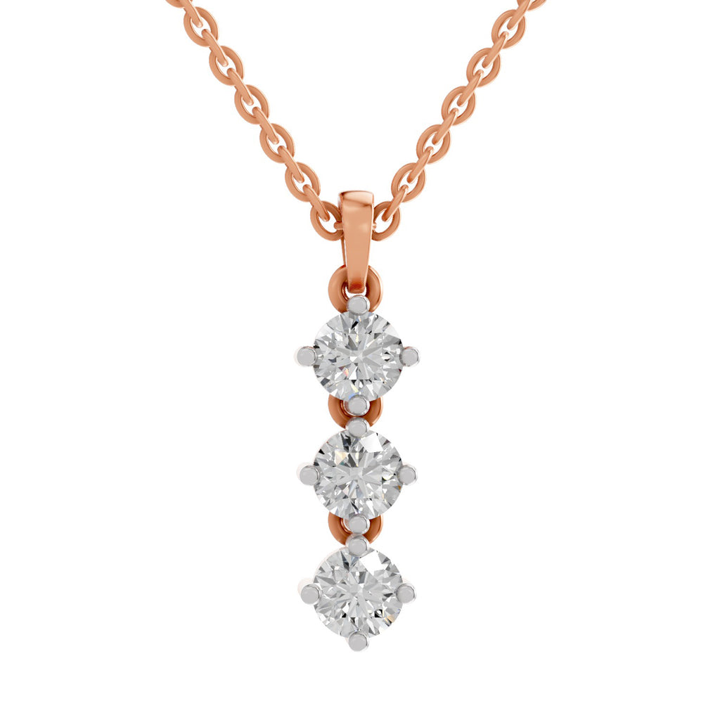 1.14 Ct 3 Stone Diamond Pendant in 14K
