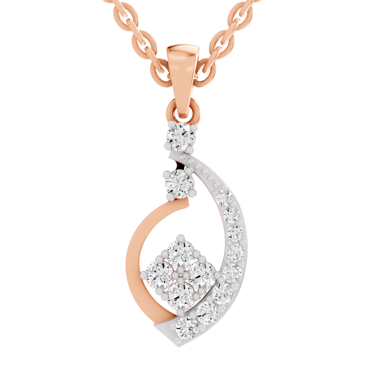 0.34 Carat Twisted Leaf Diamond Pendant | 14K Rose Gold
