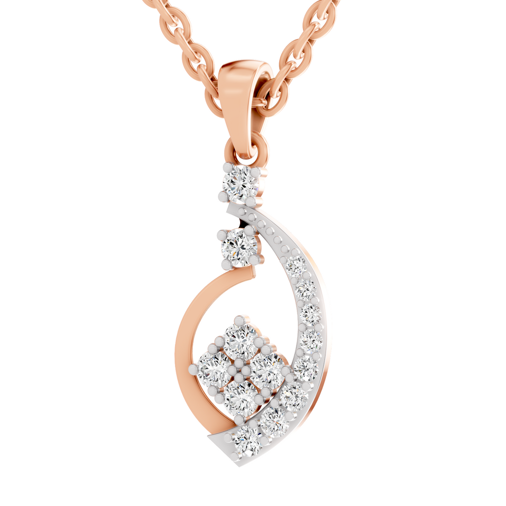 0.34 Carat Twisted Leaf Diamond Pendant | 14K Rose Gold