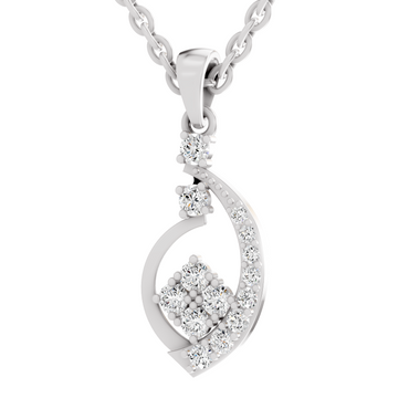 0.34 Carat Twisted Leaf Diamond Pendant | 14K White Gold