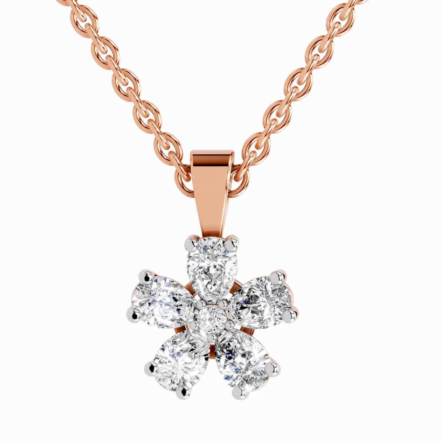 Lab Grown Diamond 1.26 Carat Flower Pendant for Women in 14K
