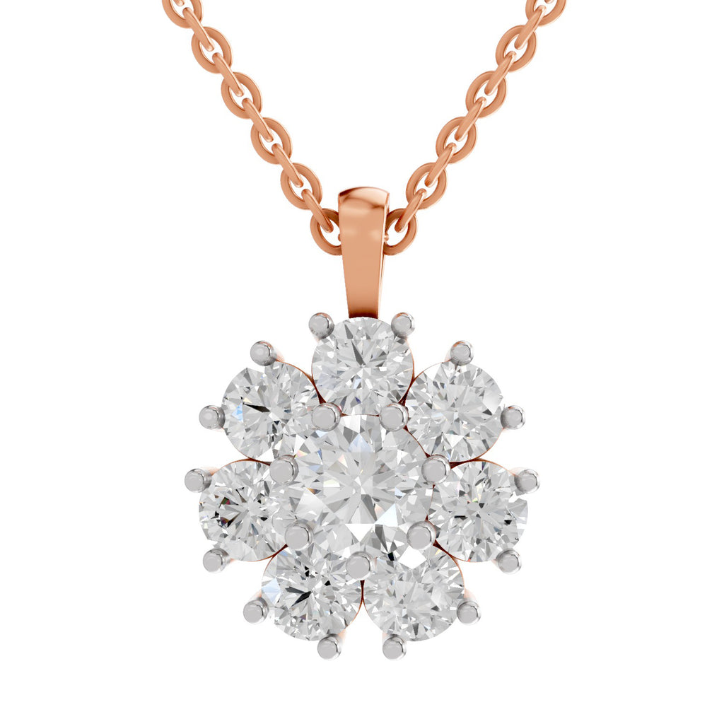 3.24 Ct Floral Diamond Pendant in 14K