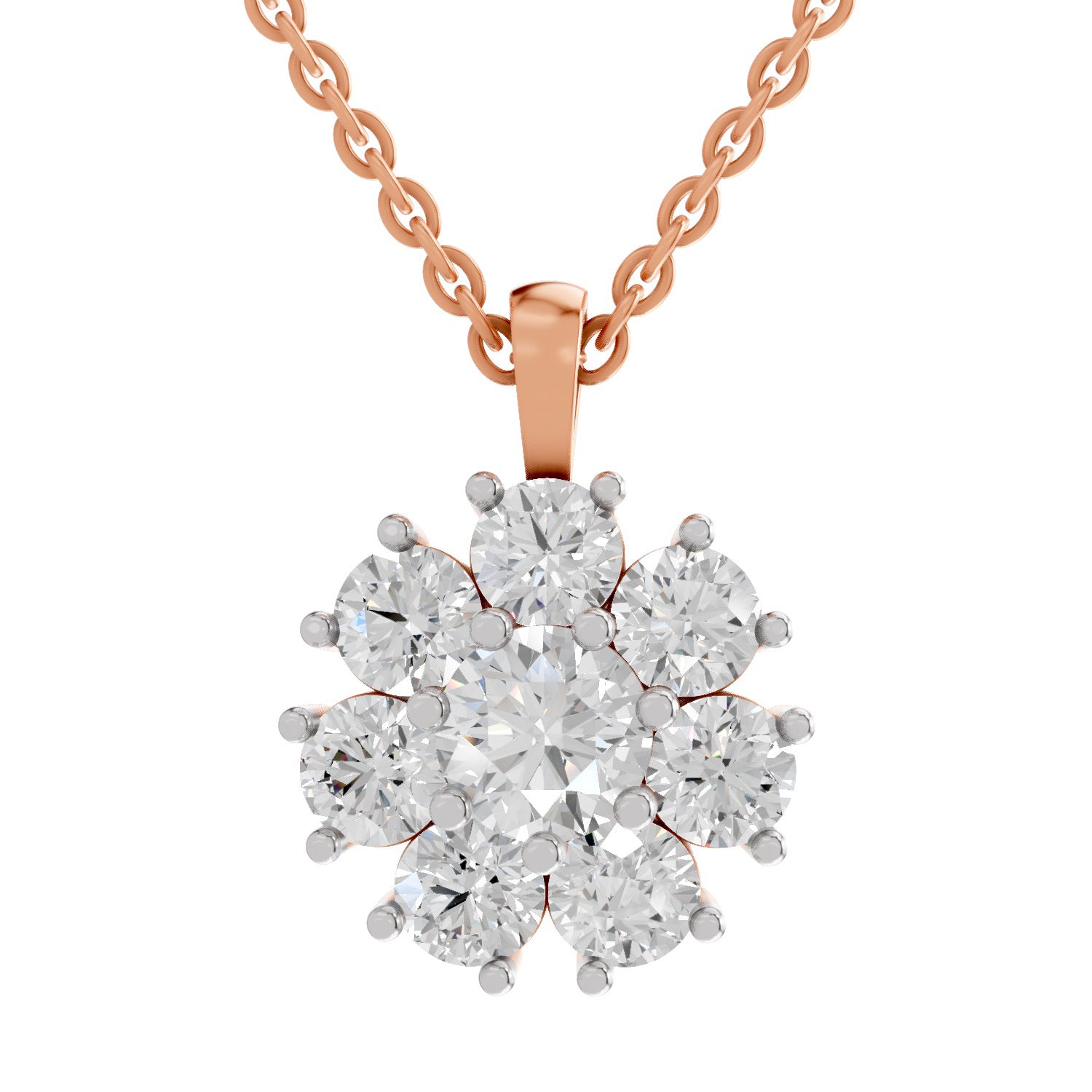 3.24 Ct Floral Diamond Pendant in 14K