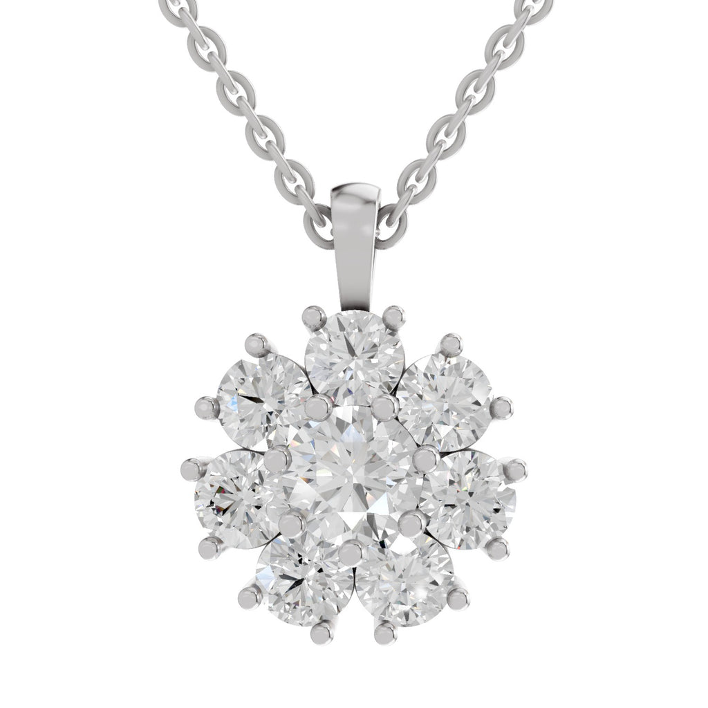 3.24 Ct Floral Diamond Pendant in 14K
