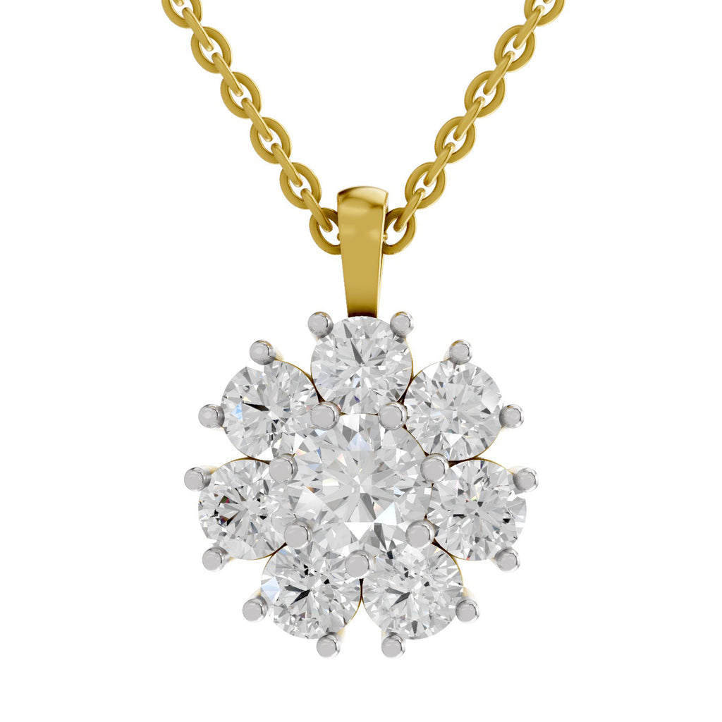 3.24 Ct Floral Diamond Pendant in 14K