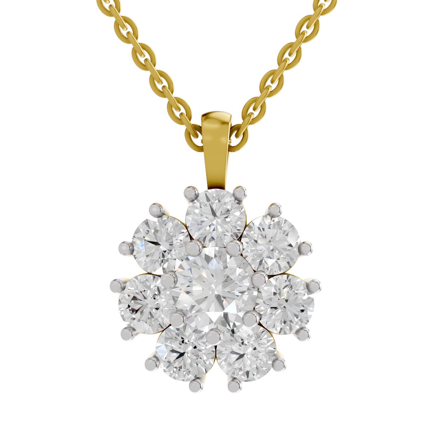 3.24 Ct Floral Diamond Pendant in 14K