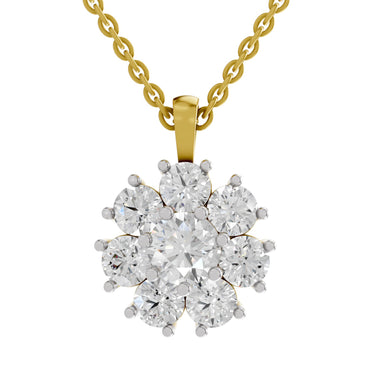 3.24 Ct Floral Diamond Pendant in 14K