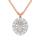 3.04 Ct Oval & Pear Shape Floral Cluster Diamond Pendant  in 14K
