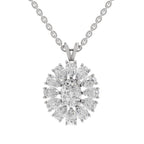 3.04 Ct Oval & Pear Shape Floral Cluster Diamond Pendant  in 14K