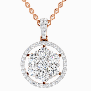Lab Grown Diamond 2.13 Carat Cluster Halo Pendant for Women in 14K