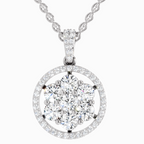Lab Grown Diamond 2.13 Carat Cluster Halo Pendant for Women in 14K
