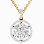 Lab Grown Diamond 2.13 Carat Cluster Halo Pendant for Women in 14K