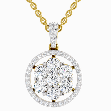 Lab Grown Diamond 2.13 Carat Cluster Halo Pendant for Women in 14K