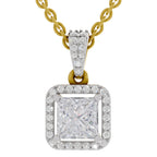 1.27 Ct Princess Shape Halo Diamond Pendant in 14K