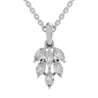 Marquise Cut Diamond Leaf Cluster Pendant in 14K
