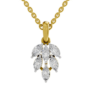 Marquise Cut Diamond Leaf Cluster Pendant in 14K
