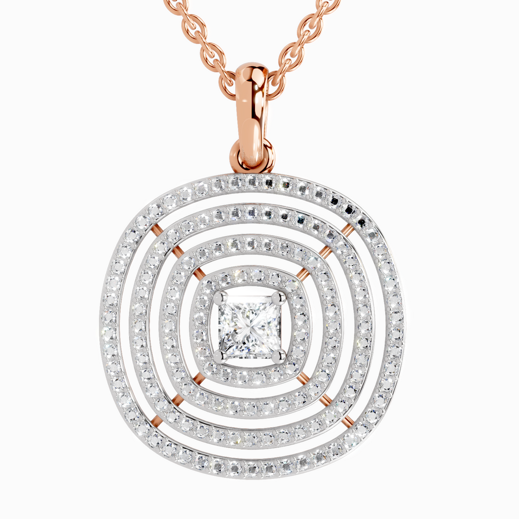 Lab Grown Diamond 1.32 Carat Circle Shape Pendant for Women in 14K