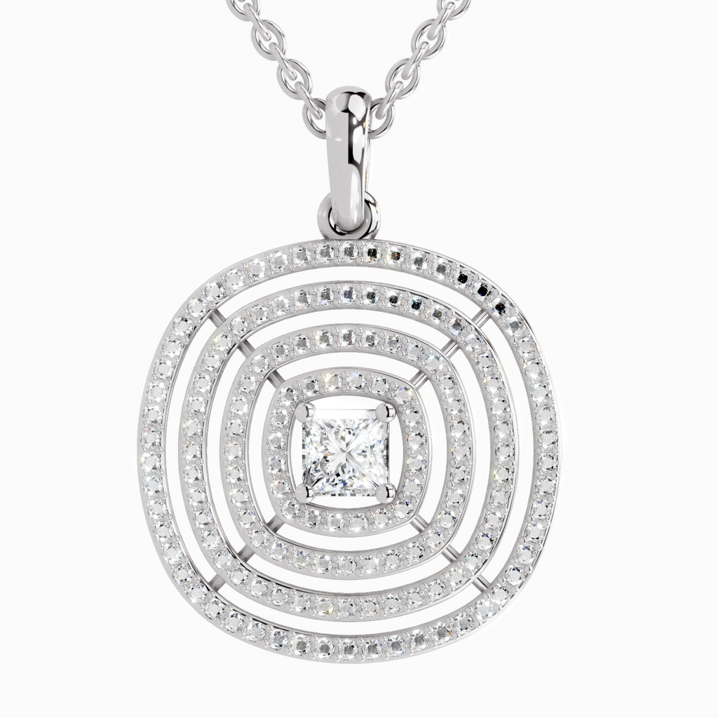 Lab Grown Diamond 1.32 Carat Circle Shape Pendant for Women in 14K