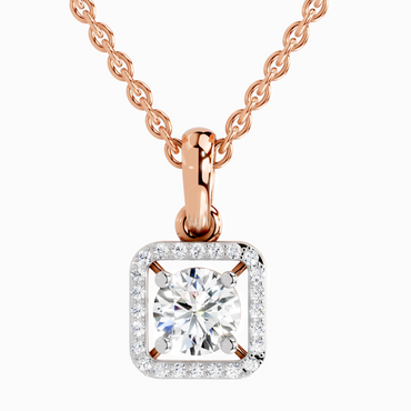 Lab Grown Diamond 0.99 Carat Halo Square Pendant for Women in 14K
