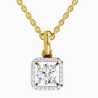 Lab Grown Diamond 0.99 Carat Halo Square Pendant for Women in 14K