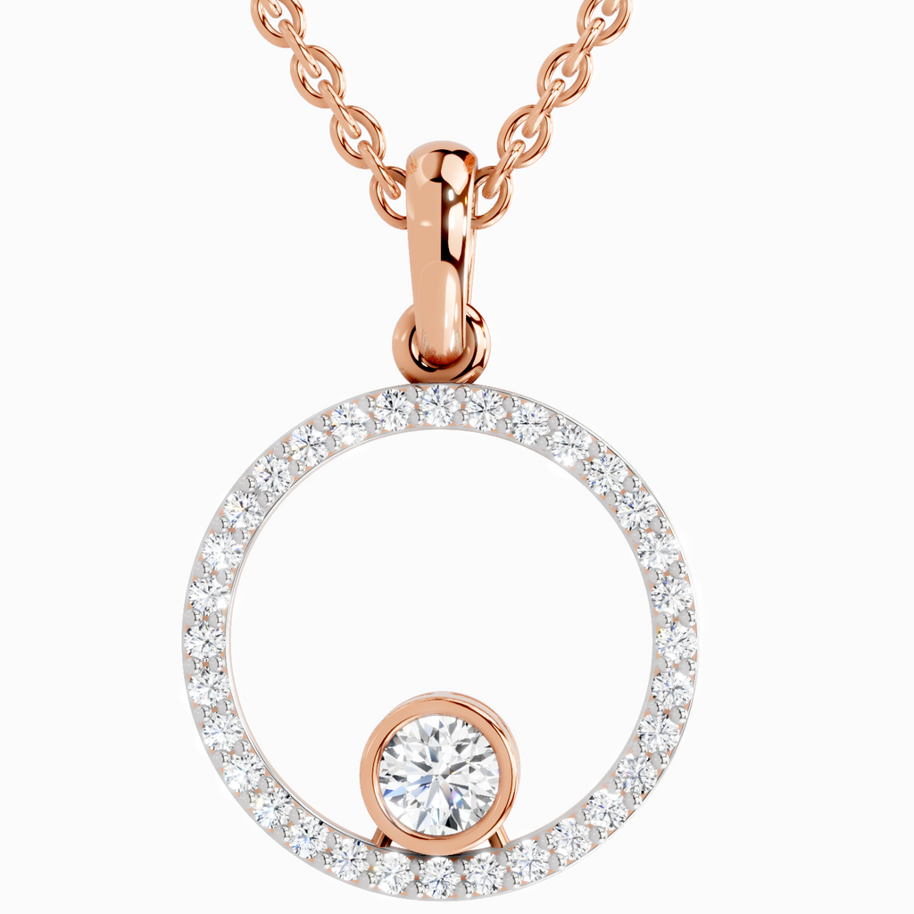 Lab Grown Diamond 0.77 Carat Circle Pendant for Women in 14K
