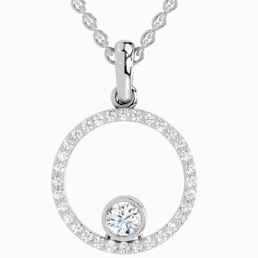 Lab Grown Diamond 0.77 Carat Circle Pendant for Women in 14K