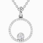 Lab Grown Diamond 0.77 Carat Circle Pendant for Women in 14K