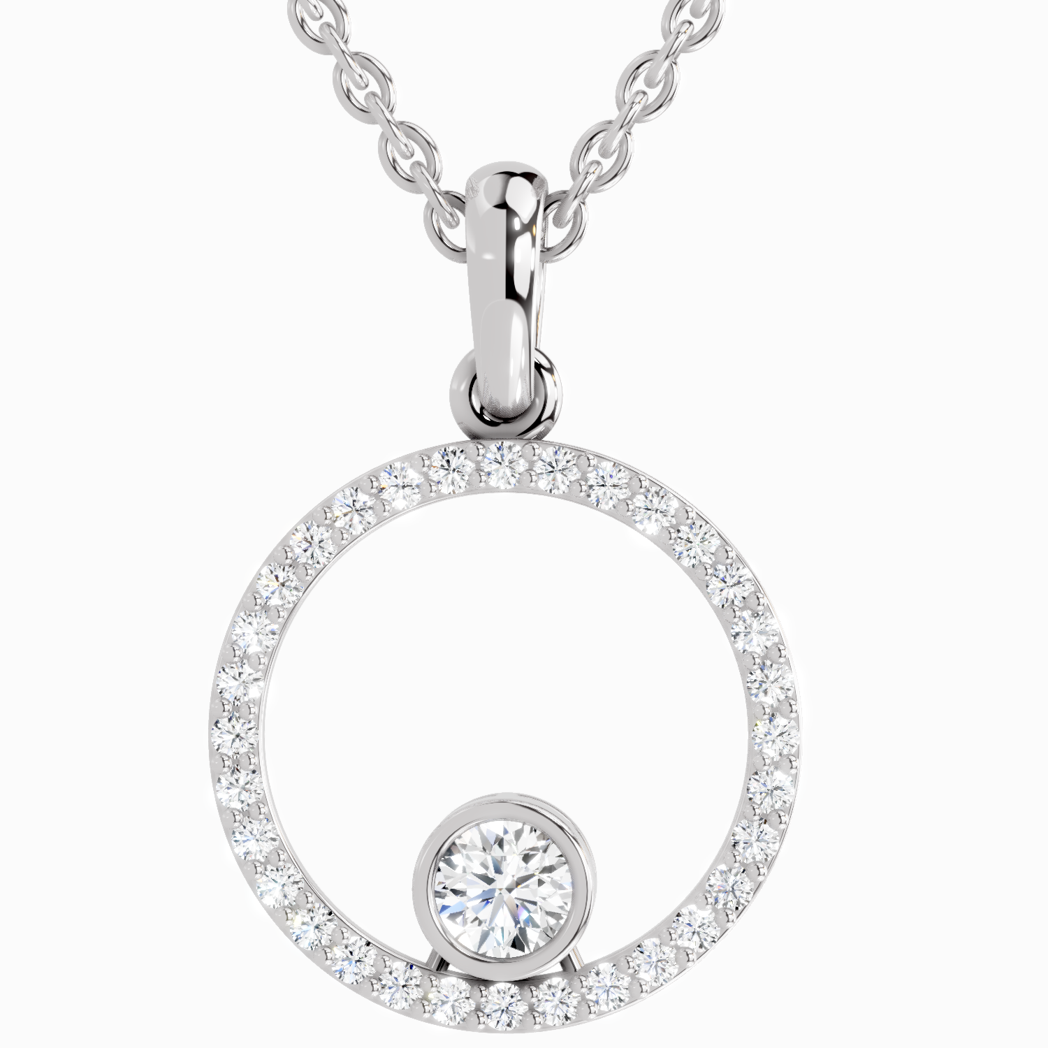 Lab Grown Diamond 0.77 Carat Circle Pendant for Women in 14K