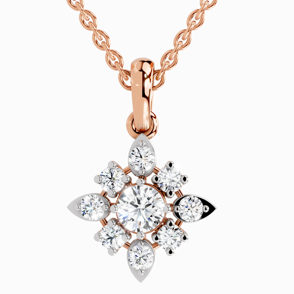 Lab Grown Diamond 1.12 Carat Flower Pendant for Women in 14K