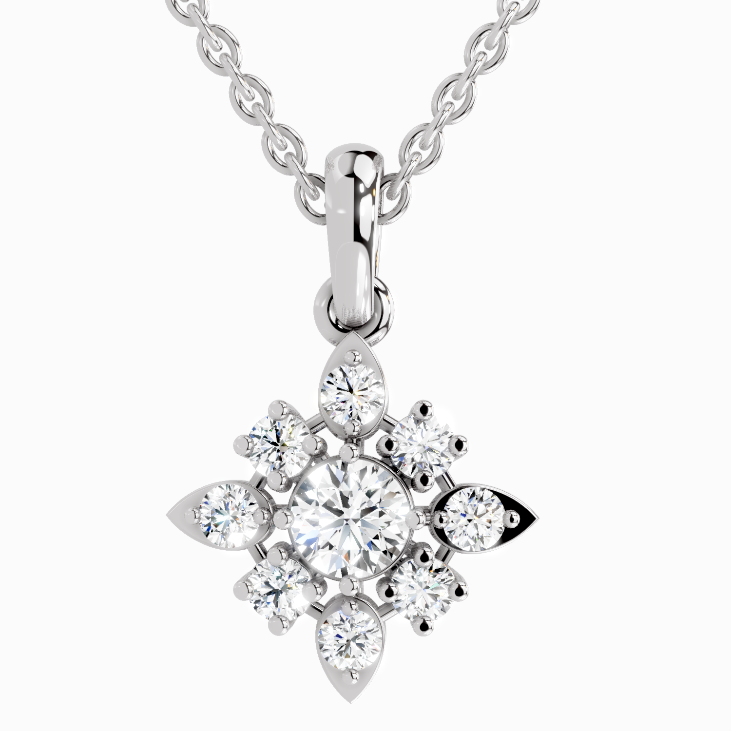 Lab Grown Diamond 1.12 Carat Flower Pendant for Women in 14K