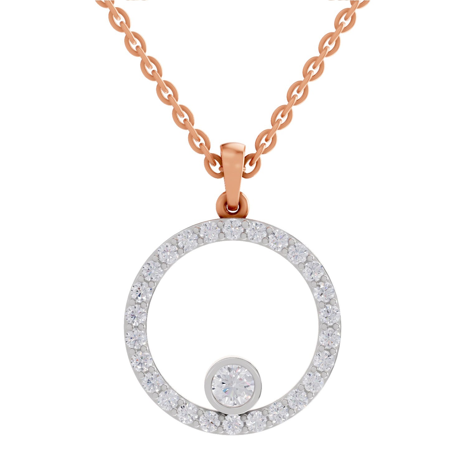 1 ct Circle Shape Diamond Pendant in 14K