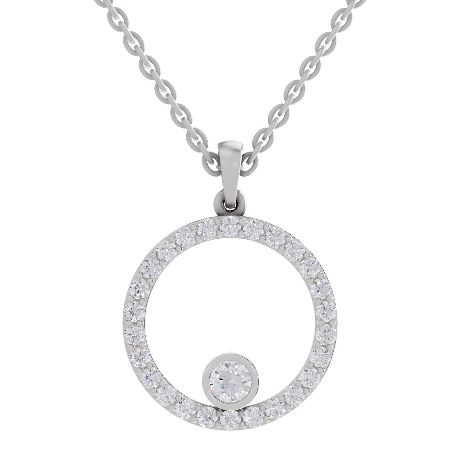 1 ct Circle Shape Diamond Pendant in 14K