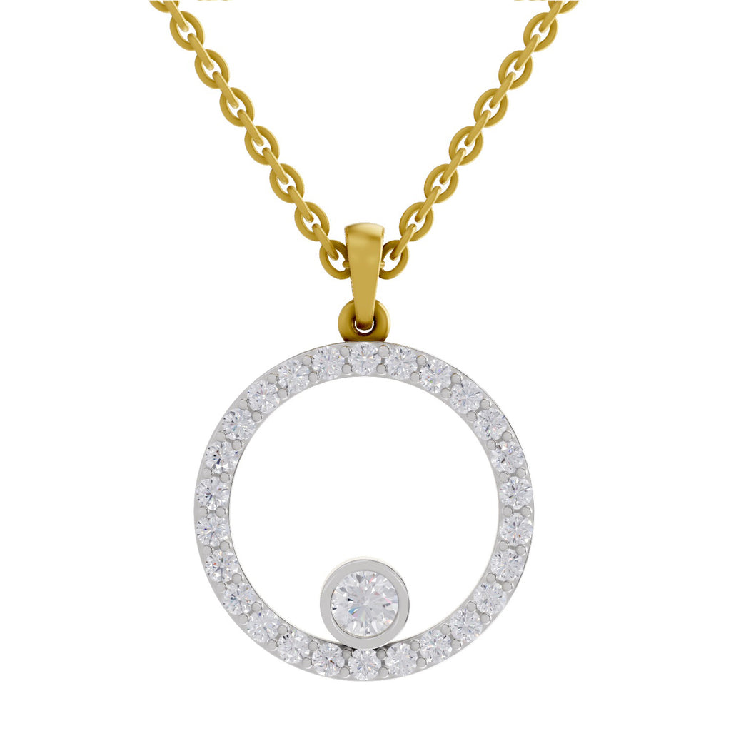 1 ct Circle Shape Diamond Pendant in 14K
