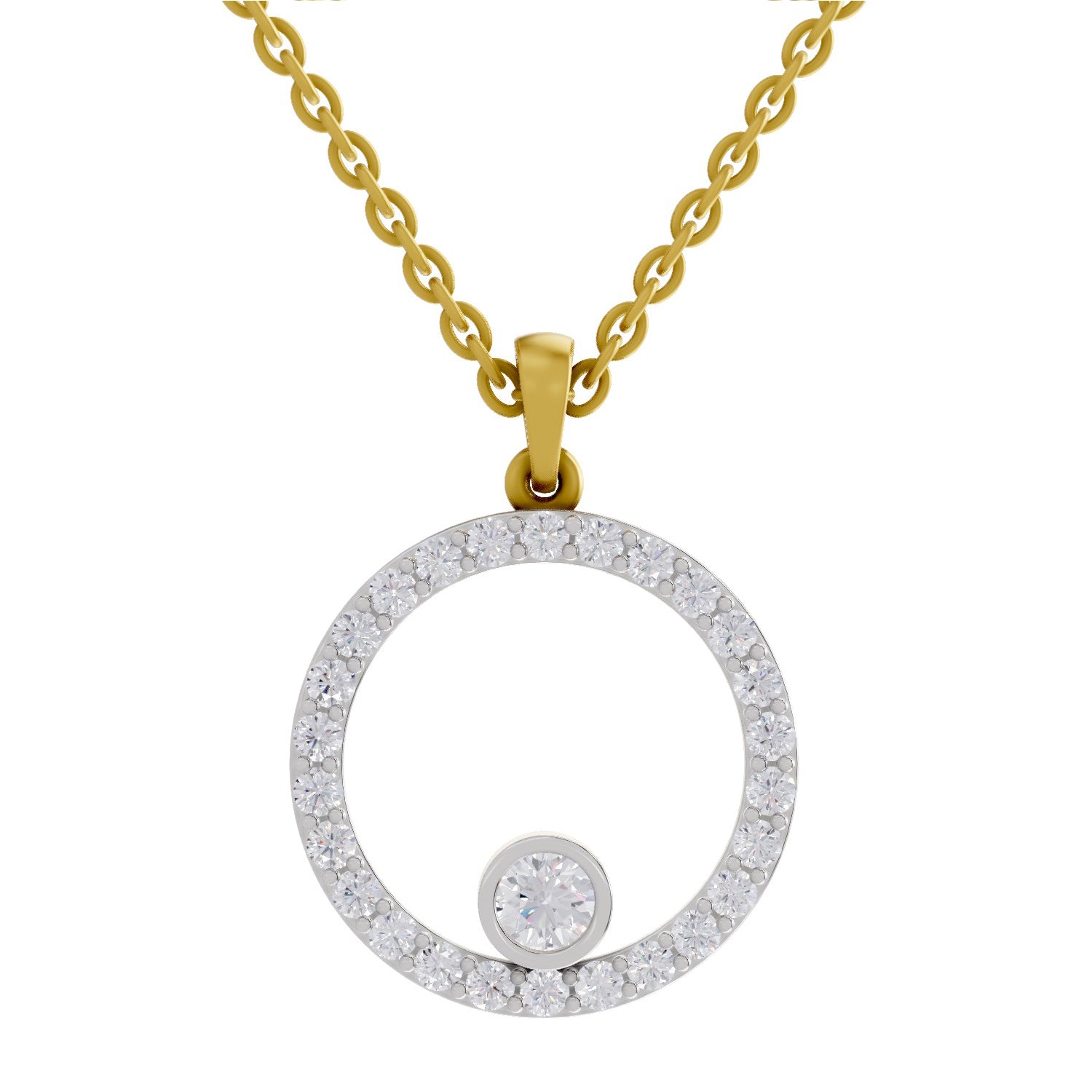 1 ct Circle Shape Diamond Pendant in 14K