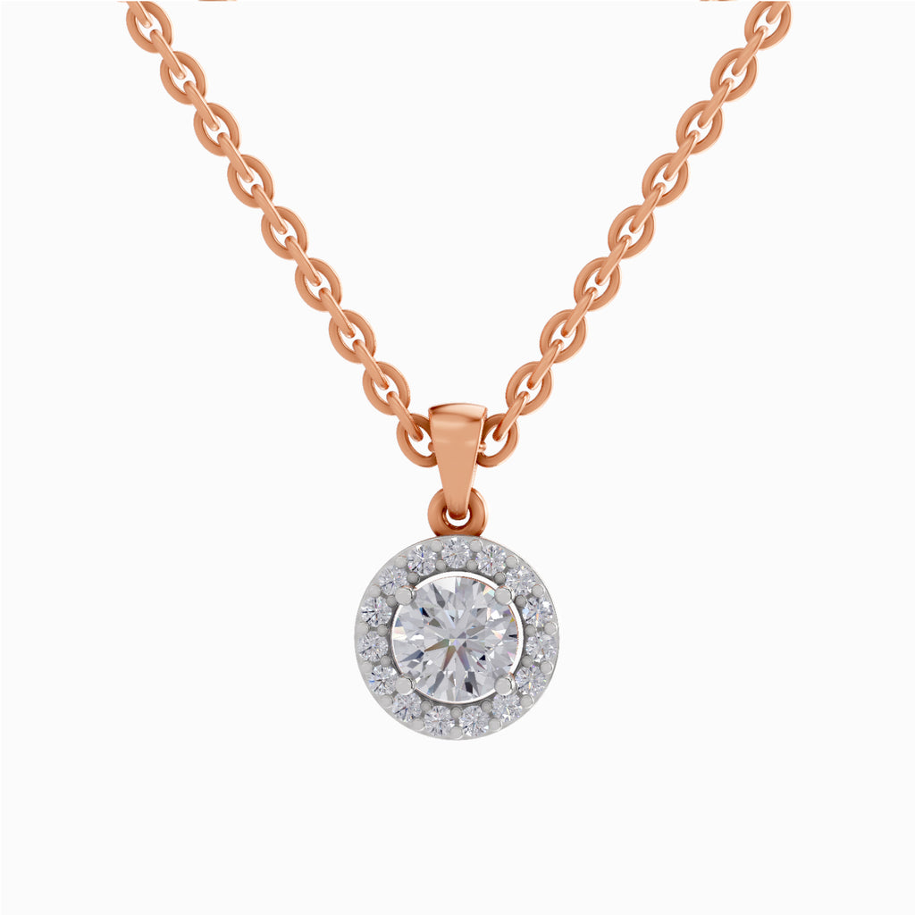 0.62 ct Halo Diamond Pendant in 14K