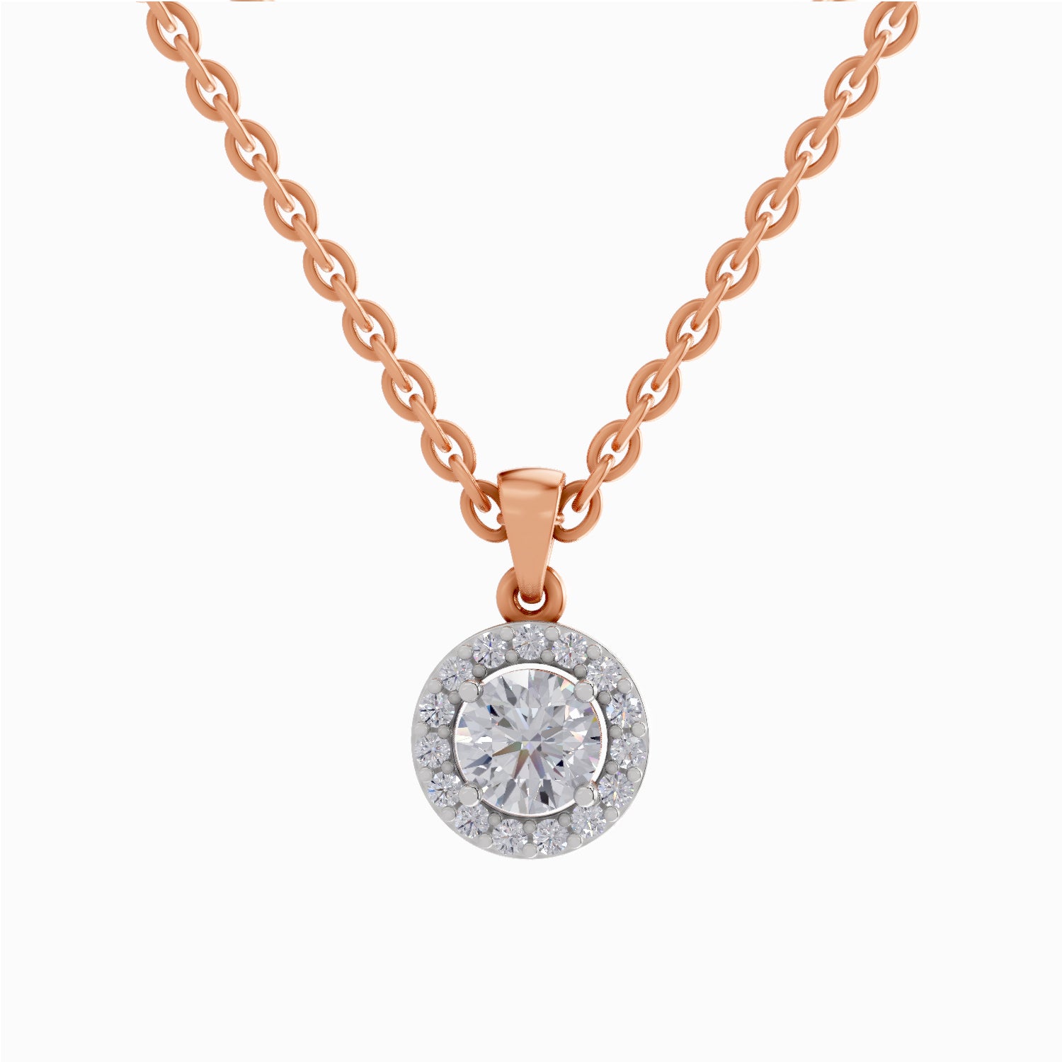 0.62 ct Halo Diamond Pendant in 14K