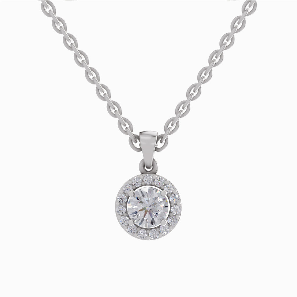 0.62 ct Halo Diamond Pendant in 14K