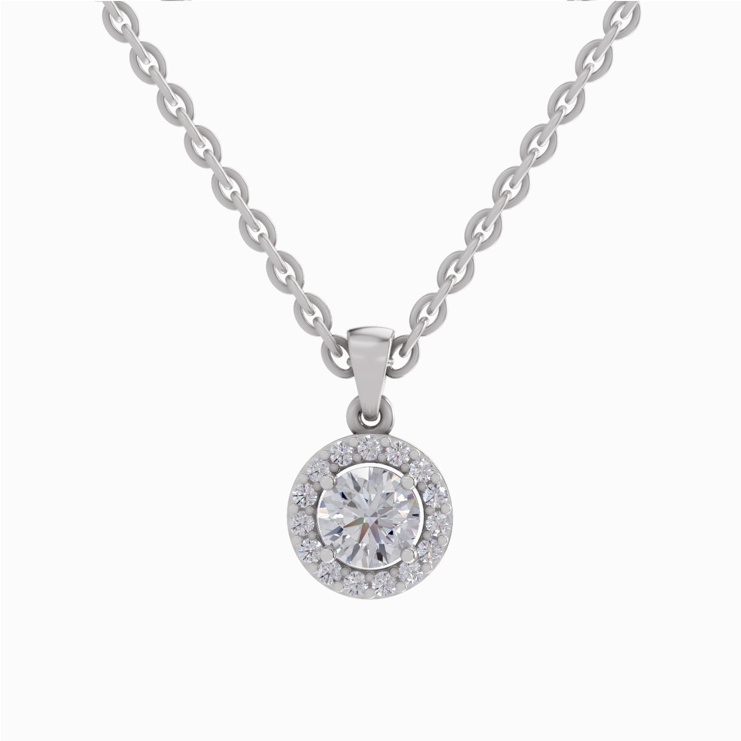 0.62 ct Halo Diamond Pendant in 14K