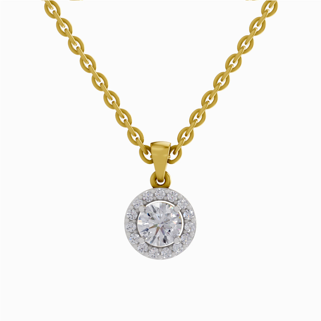 0.62 ct Halo Diamond Pendant in 14K