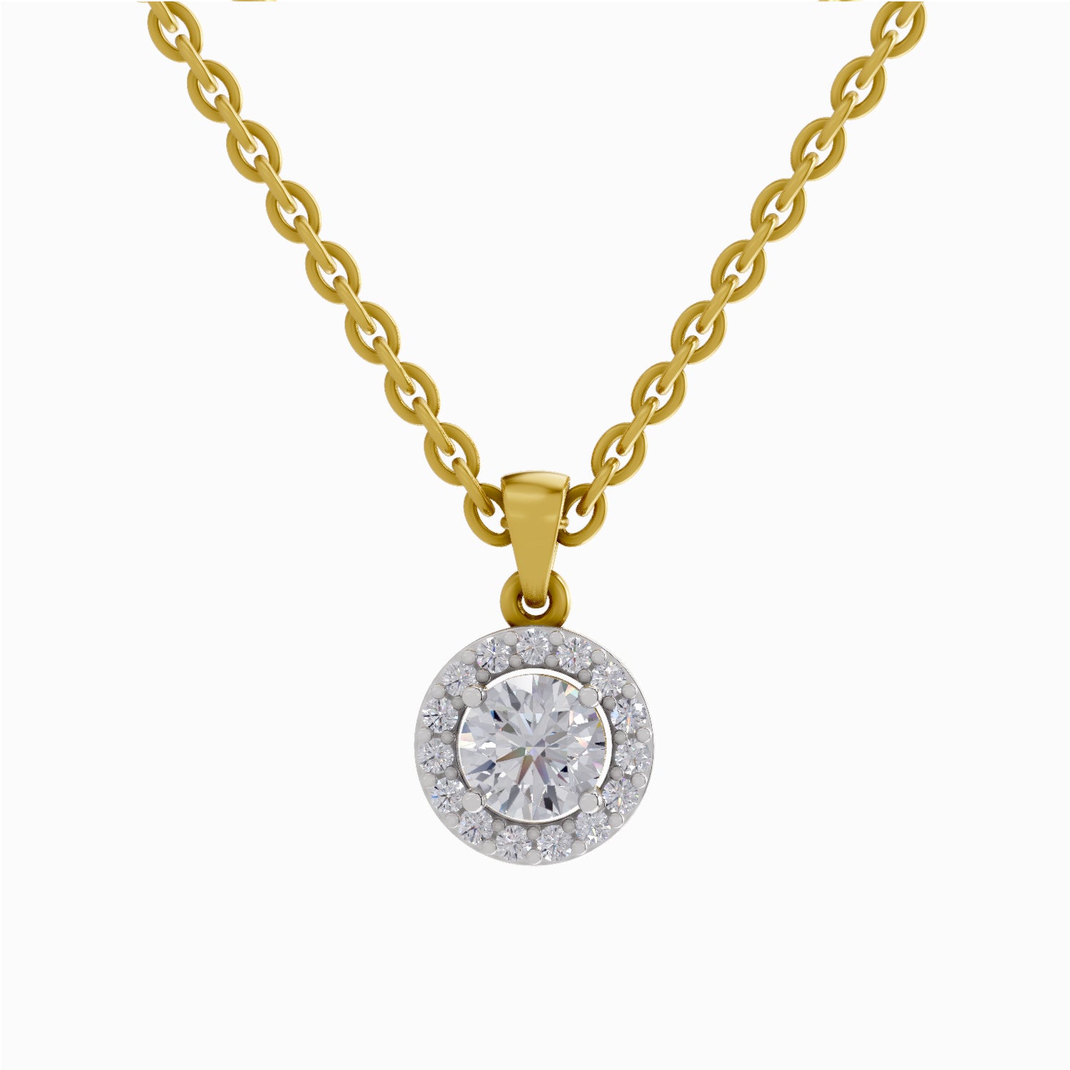 0.62 ct Halo Diamond Pendant in 14K