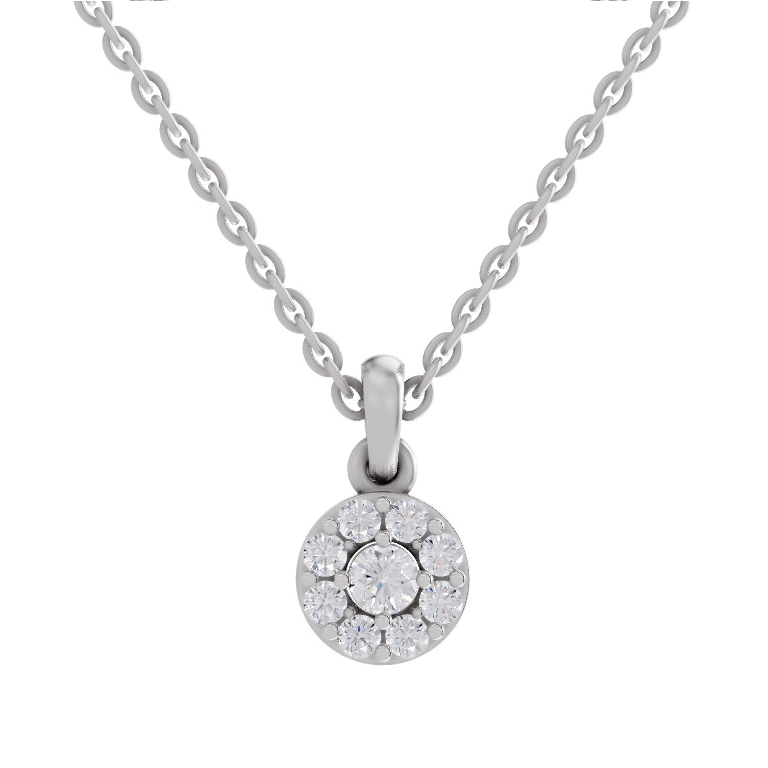 0.50 ct Round Shape Halo Diamond Pendant | 14K Yellow Gold