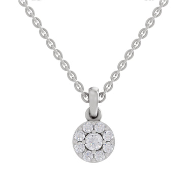 0.50 ct Round Shape Halo Diamond Pendant | 14K White Gold