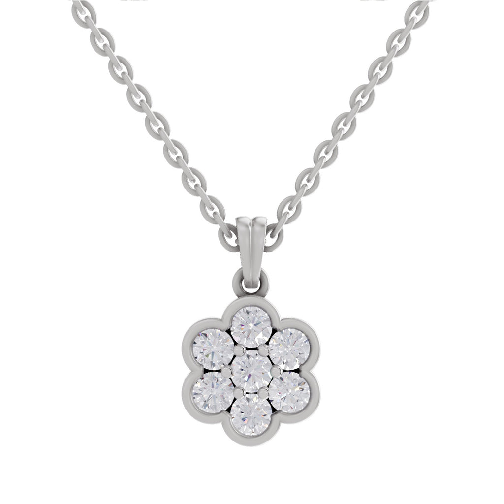 0.95 ct Cluster Flower Diamond Pendant in 14K