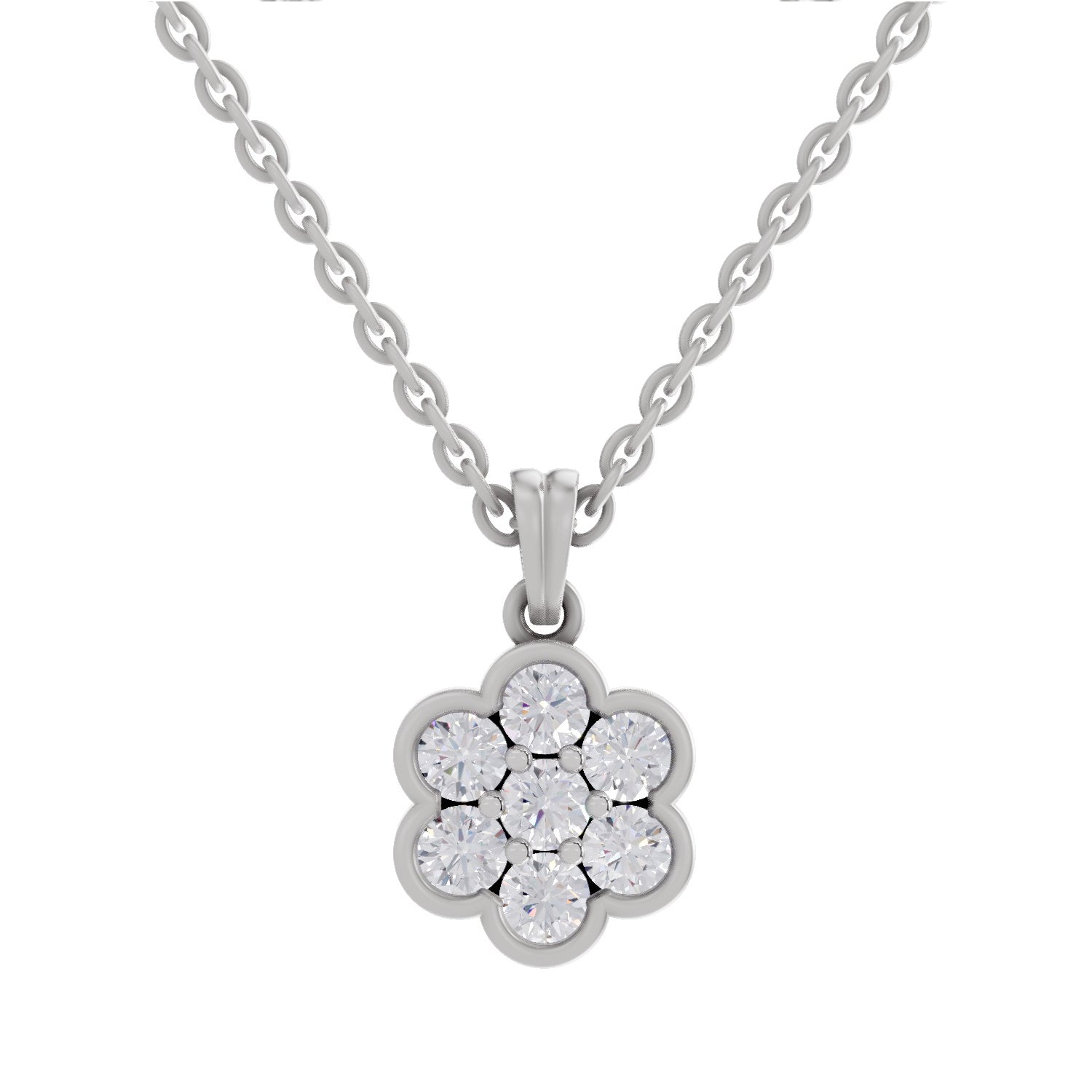 0.95 ct Cluster Flower Diamond Pendant in 14K