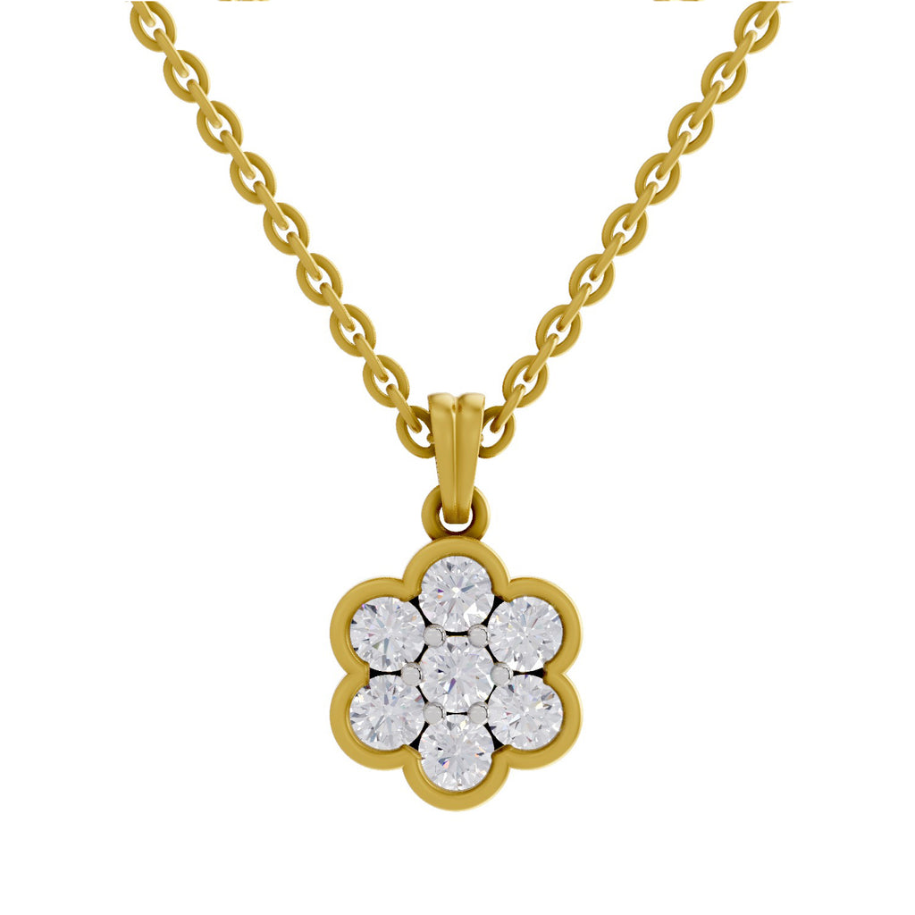 0.95 ct Cluster Flower Diamond Pendant in 14K