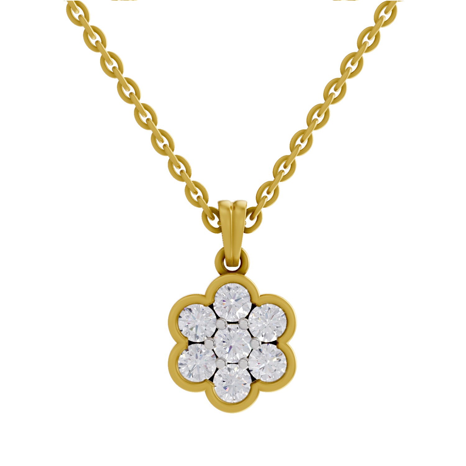0.95 ct Cluster Flower Diamond Pendant in 14K